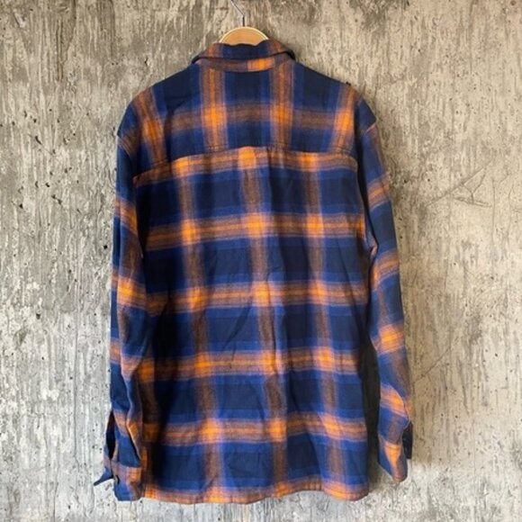 ARIZONA JEAN CO Men's Plaid Flannel Shirt Size S In Blue/Orange - Picture 5 of 6